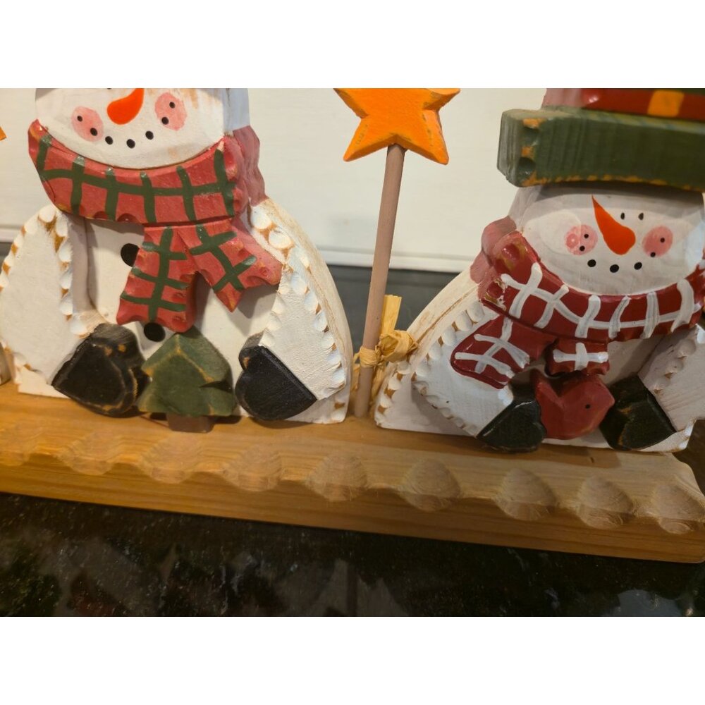 Rustic Snowman Candle Holder Primitive Christmas Centerpiece Farmhouse Holiday D - Picture 3 of 10